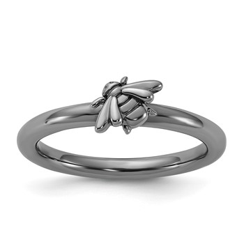 Sterling Silver Stackable Expressions Black Rhodium Bee Ring