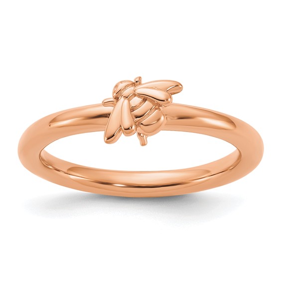 Sterling Silver Stackable Expressions Diamond Rose Gold Butterfly Ring