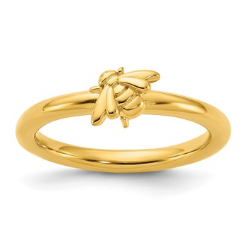 Sterling Silver Stackable Expressions Gold-plated Bee Ring