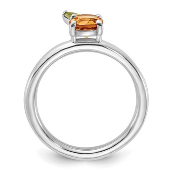 Sterling Silver Stackable Expressions RH-plated Citrine Peridot Orange Ring — alternate view