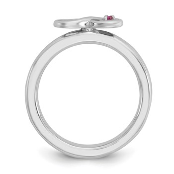 Sterling Silver Stackable Expressions Rh-plated Cr.Ruby Infinity/Wing Ring — alternate view