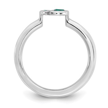 Sterling Silver Stackable Expressions Rhod-plated Created Emerald Ring — alternate view