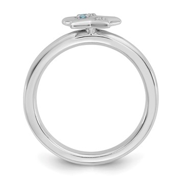 Sterling Silver Stackable Expressions Rh-plated Blue/White Topaz Star Ring — alternate view