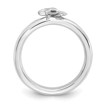 Sterling Silver Stackable Expressions Rh-plated Starfish and Shell Ring — alternate view