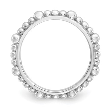 Sterling Silver Stackable Expressions Rhodium-plated Beaded Ring — alternate view