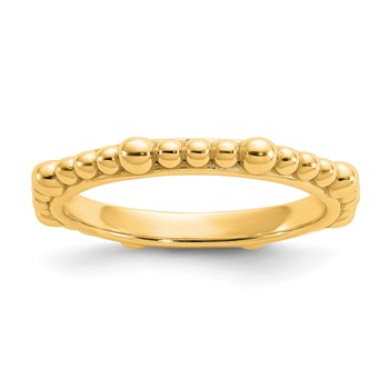 Sterling Silver Stackable Expressions Gold-plated Beaded Ring