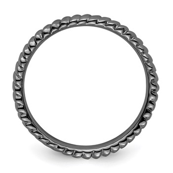 Sterling Silver Stackable Expressions Black-plated Ring — alternate view