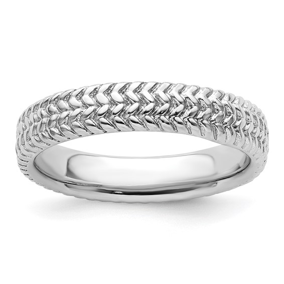 Sterling Silver Stackable Expressions Rhodium Ring - Quality Gold