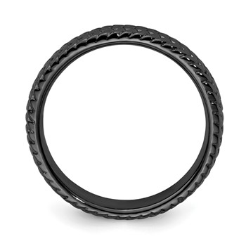 Sterling Silver Stackable Expressions Black-plated Ring — alternate view