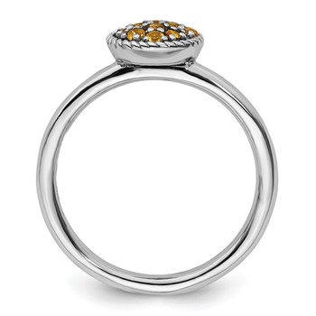 Sterling Silver Stackable Expressions Citrine Rhodium Ring — alternate view