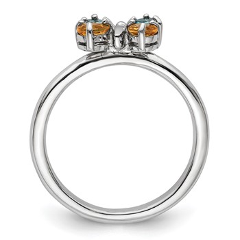 Sterling Silver Stackable Expressions Blue Topaz & Citrine Butterfly Ring — alternate view