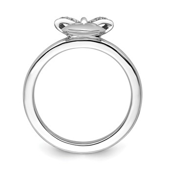 Sterling Silver Stackable Expressions Heart with Bow Diamond Ring — alternate view