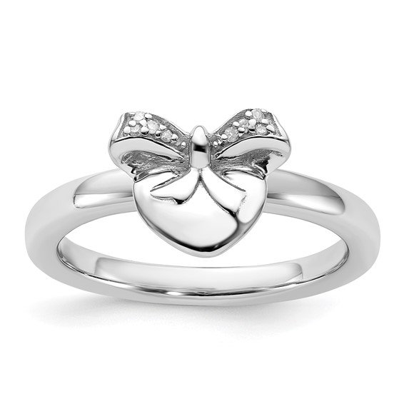 Sterling Silver Stackable Expressions Heart Diamond Ring Sterling Silver Stackable Expressions Heart Diamond Ring