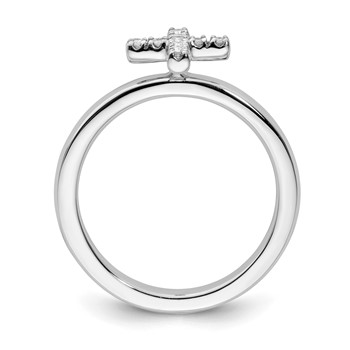 Sterling Silver Stackable Expressions Cross Diamond Ring — alternate view