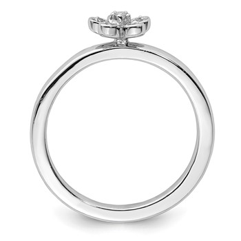 Sterling Silver Stackable Expressions Flower Diamond Ring — alternate view