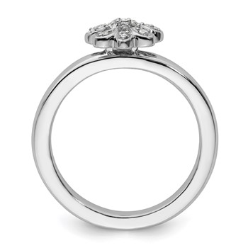 Sterling Silver Stackable Expressions Fleur De Lis Diamond Ring — alternate view