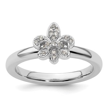 Sterling Silver Stackable Expressions Fleur De Lis Diamond Ring