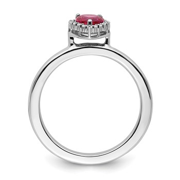 Sterling Silver Stackable Expressions Cr. Ruby Heart Diamond Ring — alternate view