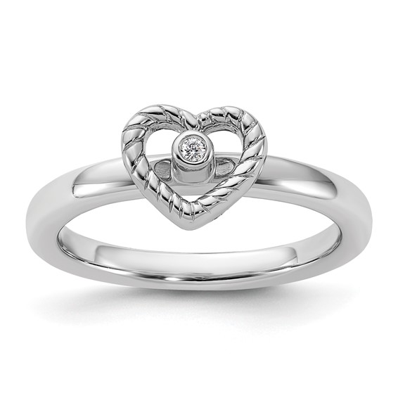 Sterling Silver Stackable Expressions Heart Diamond Ring Sterling Silver Stackable Expressions Heart Diamond Ring