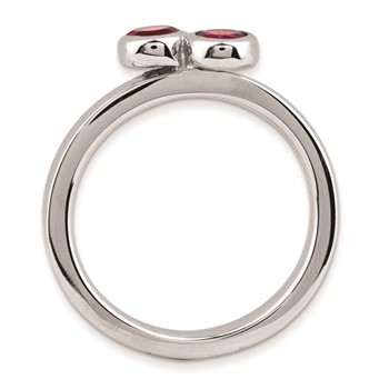 Sterling Silver Stackable Expressions Dbl Round Created Ruby Ring — alternate view