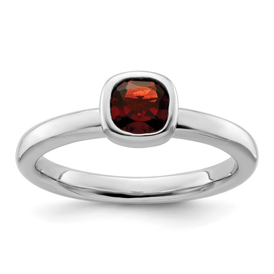 Sterling Silver Stackable Expressions Cushion Cut Ruby Ring Sterling Silver Stackable Expressions Cushion Cut Ruby Ring