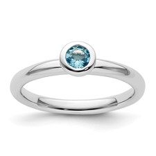 Sterling Silver Stackable Expressions Low 4mm Round Blue Topaz Ring Sterling Silver Stackable Expressions Low 4mm Round Blue Topaz Ring