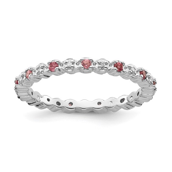 Sterling Silver Stackable Expressions Pink Tourmaline Eternity Ring Sterling Silver Stackable Expressions Pink Tourmaline Eternity Ring