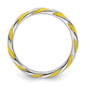 Sterling Silver Stackable Expressions Twisted Yellow Enameled Ring — alternate view