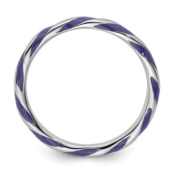 Sterling Silver Stackable Expressions Twisted Purple Enameled Ring — alternate view