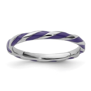 Sterling Silver Stackable Expressions Twisted Purple Enameled Ring