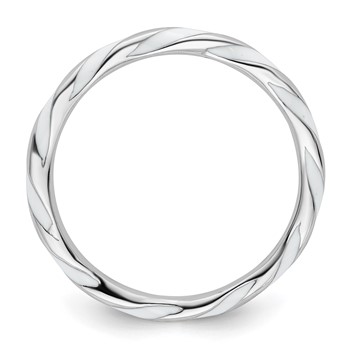 Sterling Silver Stackable Expressions Twisted White Enameled Ring — alternate view