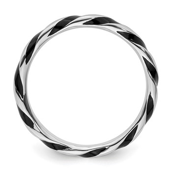 Sterling Silver Stackable Expressions Twisted Black Enameled Ring — alternate view