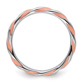 Sterling Silver Stackable Expressions Twisted Pink Enameled Ring — alternate view