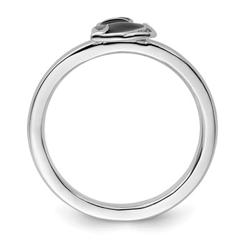Sterling Silver Stackable Expressions Black Enameled Cat Ring — alternate view