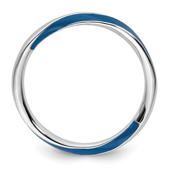 Sterling Silver Stackable Expressions Twisted Blue Enameled Ring — alternate view