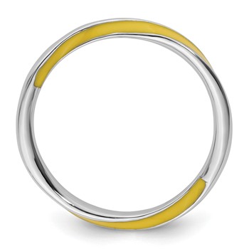 Sterling Silver Stackable Expressions Twisted Yellow Enameled Ring — alternate view