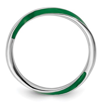 Sterling Silver Stackable Expressions Twisted Green Enameled Ring — alternate view