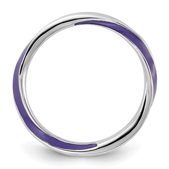 Sterling Silver Stackable Expressions Twisted Purple Enameled Ring — alternate view