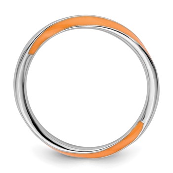 Sterling Silver Stackable Expressions Twisted Orange Enameled Ring — alternate view