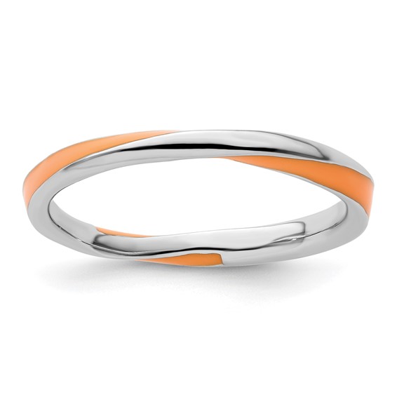 Sterling Silver Stackable Expressions Twisted Orange Enameled Ring -  Quality Gold