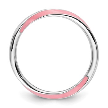 Sterling Silver Stackable Expressions Twisted Pink Enameled Ring — alternate view