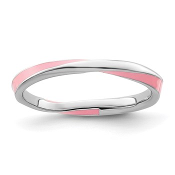 Sterling Silver Stackable Expressions Twisted Pink Enameled Ring