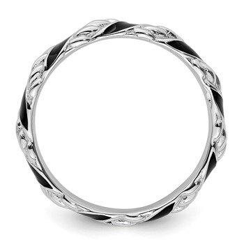 Sterling Silver Stackable Expressions Polished Black Enameled Ring — alternate view