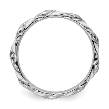 Sterling Silver Stackable Expressions Polished White Enameled Ring — alternate view