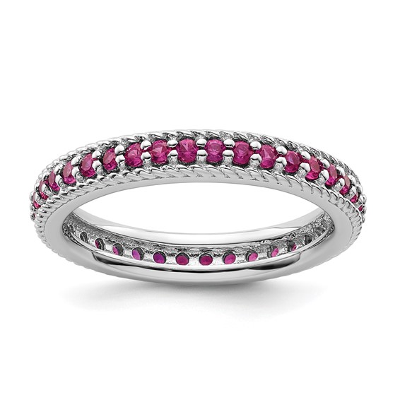 Sterling Silver Stackable Expressions Created Ruby Eternity Ring Sterling Silver Stackable Expressions Created Ruby Eternity Ring