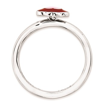 Sterling Silver Stackable Expressions Polished Enameled Hearts Ring — alternate view