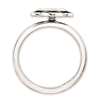 Sterling Silver Stackable Expressions Polished Enameled Fleur De Lis Ring — alternate view