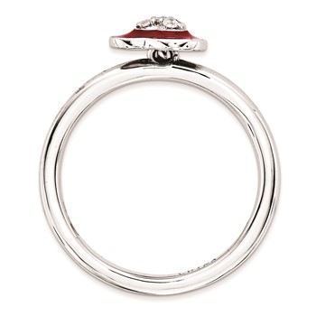 Sterling Silver Stackable Expressions Polished Enameled/CZ Heart Ring — alternate view