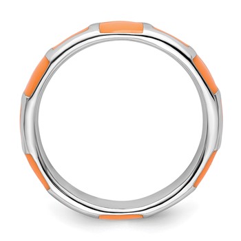 Sterling Silver Stackable Expressions Polished Orange Enameled Ring — alternate view