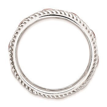 Sterling Silver Stackable Expressions Polished Red/Black Enameled Ring — alternate view